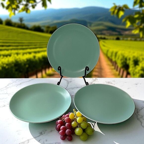 3 Poole Pottery Side Plates TwinTone Gloss Glaze Ice Green Vintage England MCM - Picture 14 of 15